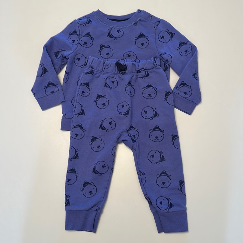 Cat & Jack purple bear sweatshirt outfit 18M